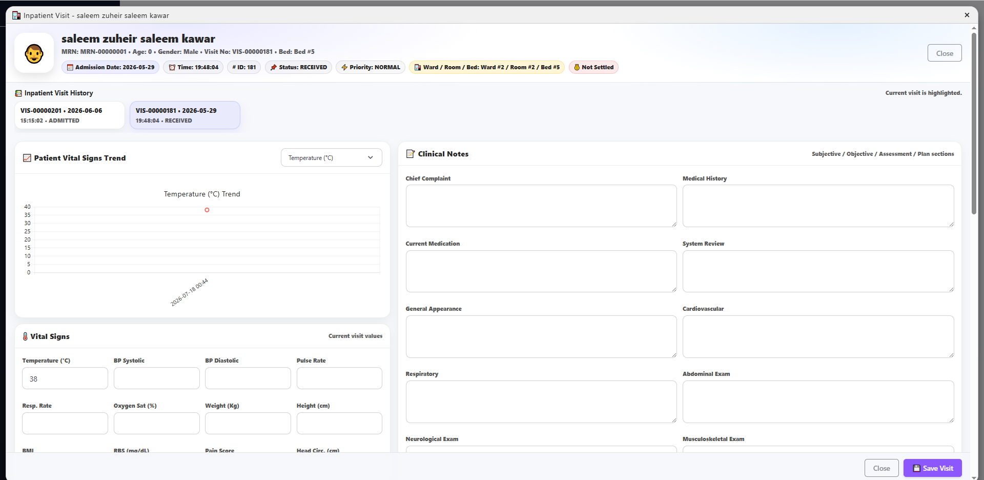 Hosweb Inpatient Doctors screen