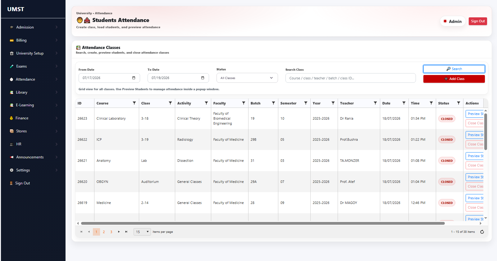UniWeb Attendance Management