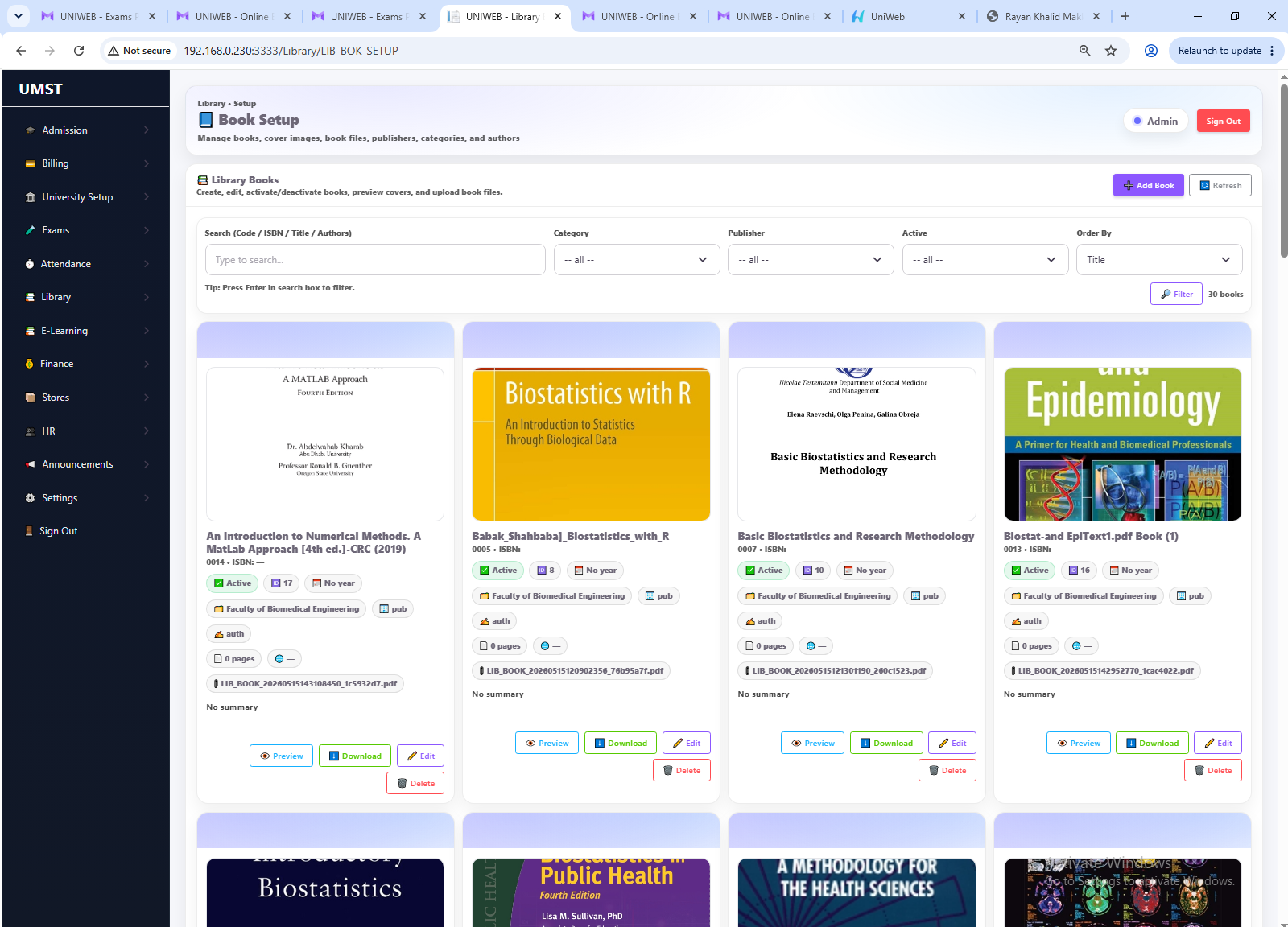 UniWeb Library Books